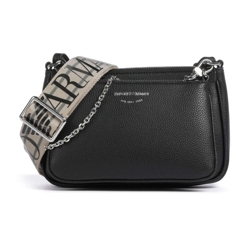 Emporio Armani Veganistisch lederen crossbodytas met gehamerd textuur Black Dames