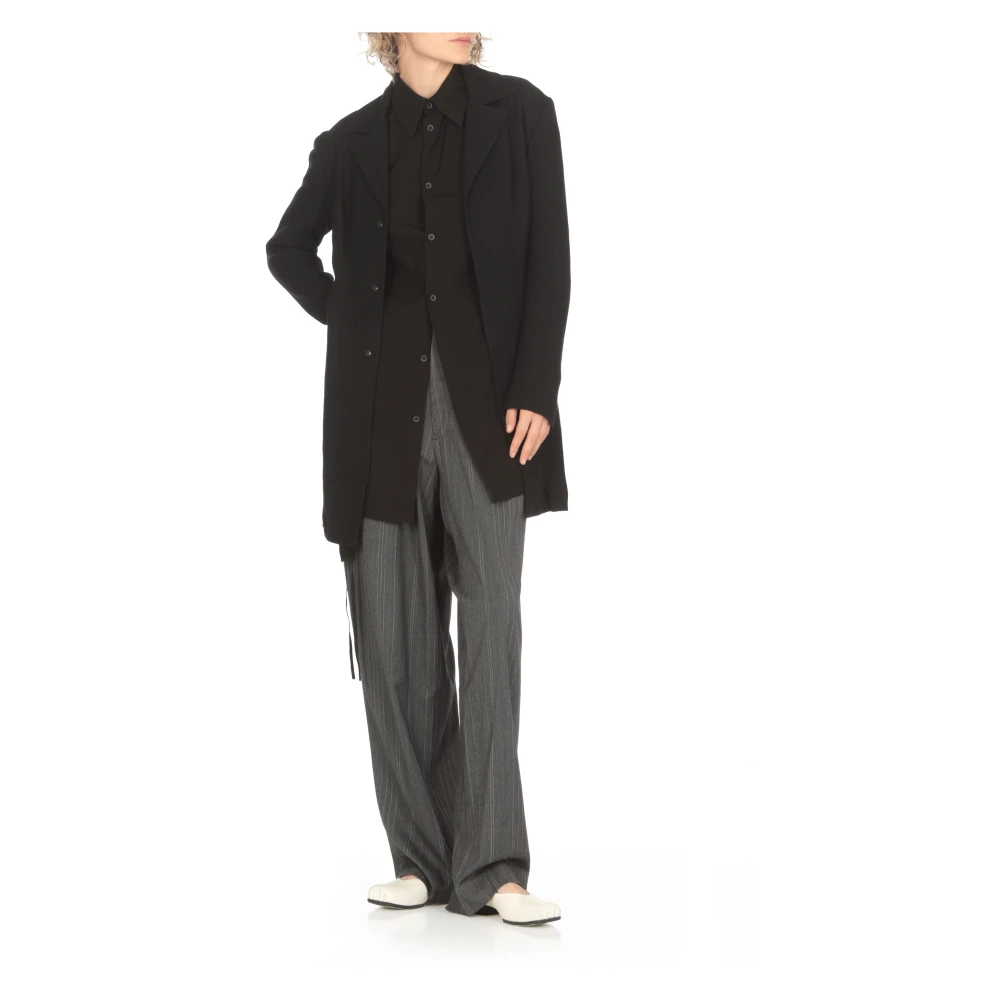 Y-3 Zwarte wollen blazer met pieklapel Black Dames