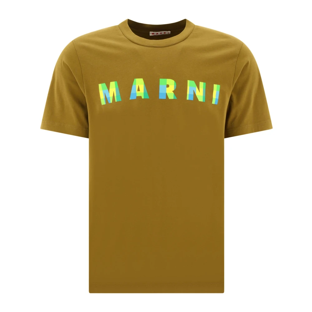 Marni Gingham T-shirt 100% Katoen Green Heren