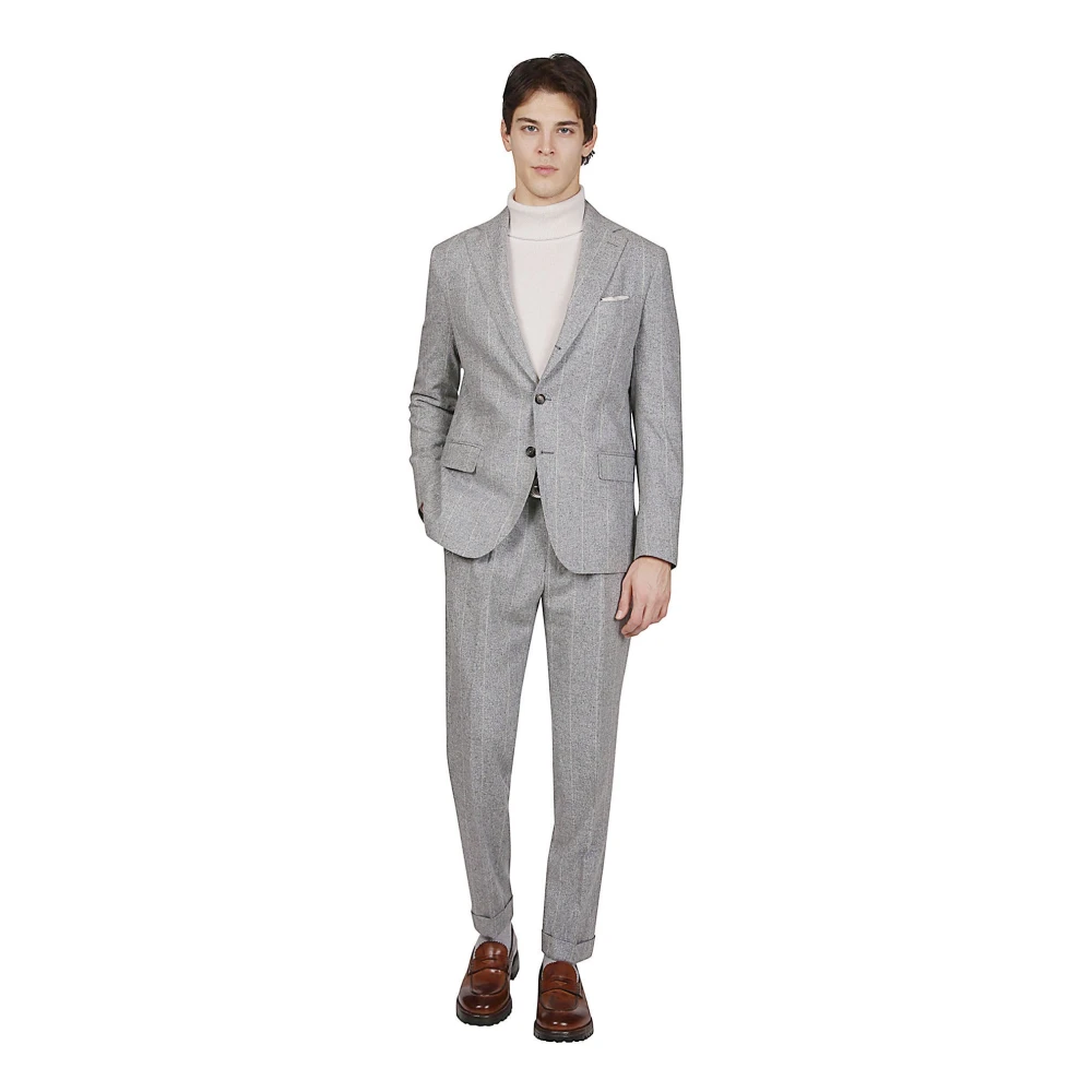 Eleventy Luxe Zijde Wol Kasjmier Pak Gray Heren