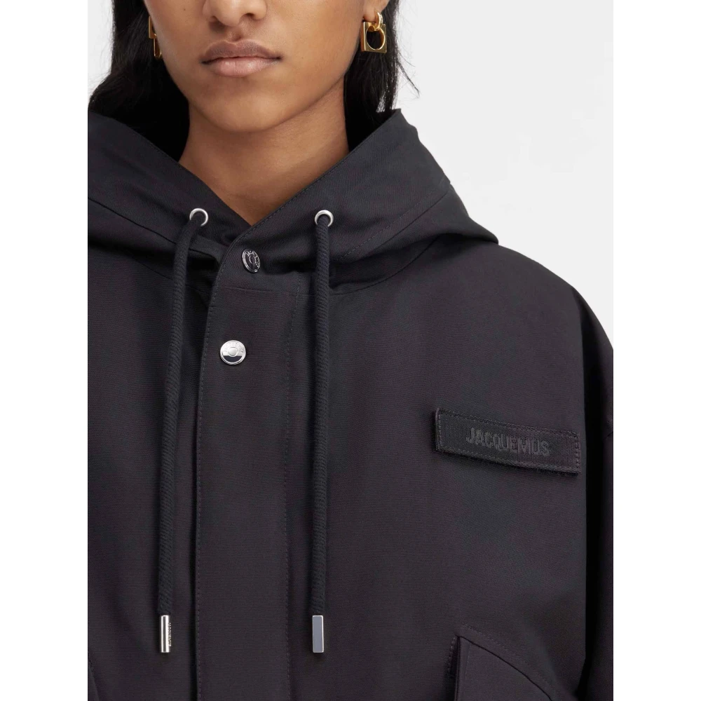 Jacquemus Korte Cropped Parka Jas Black Dames