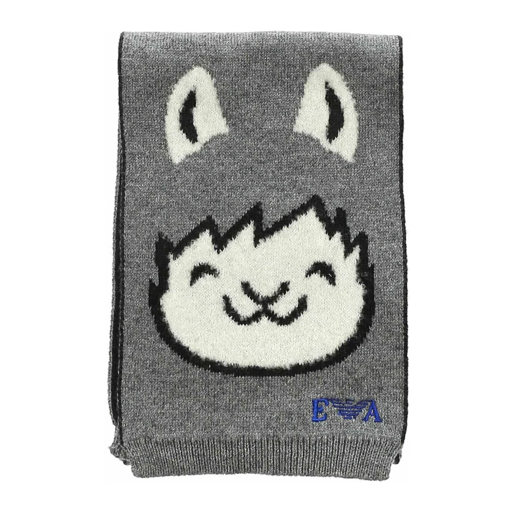 Emporio Armani Boys Gray Jacquard Embroidered Scarf - Scarves - M - Kids