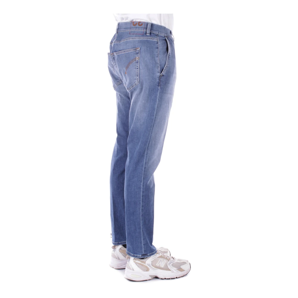 Dondup Blauwe Jeans met Logo Rits Sluiting Blue Heren