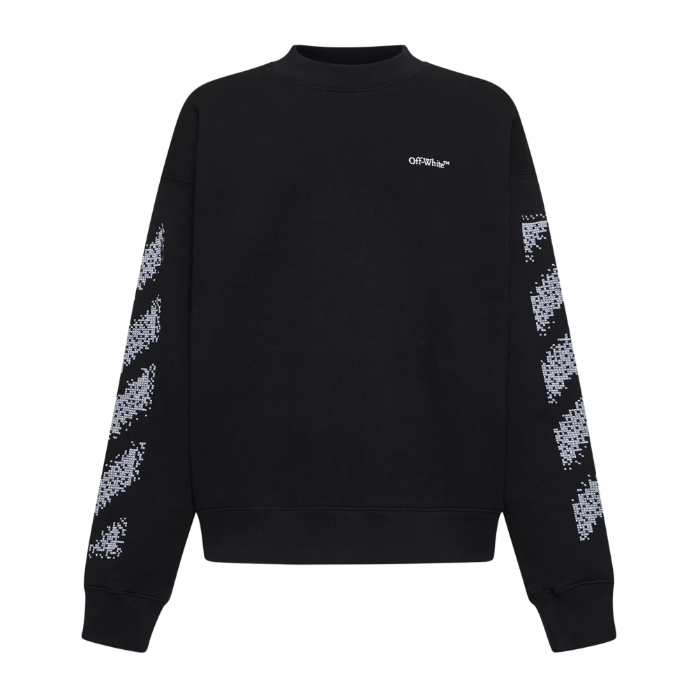 Off White Zwarte Skater-Fit Sweatshirt met Pixel Diag Black Heren