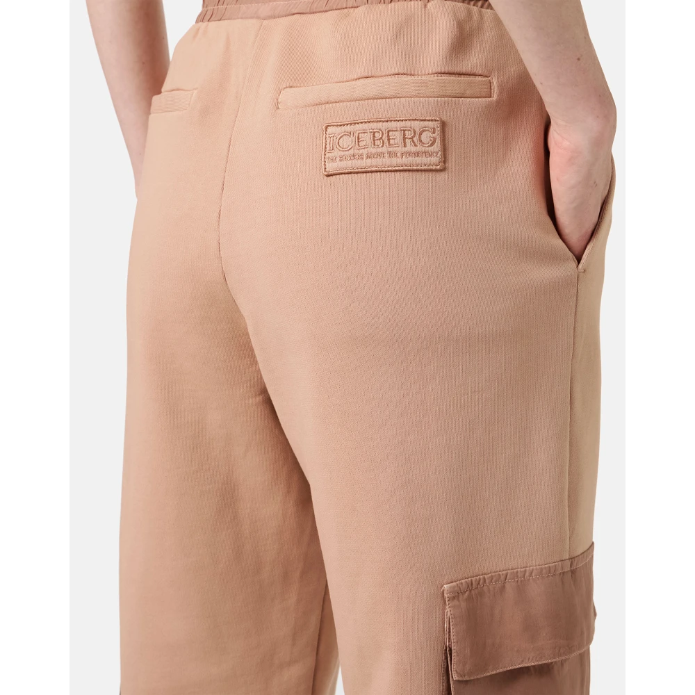 Iceberg Blush gekleurde katoenen fleece broek Pink Dames