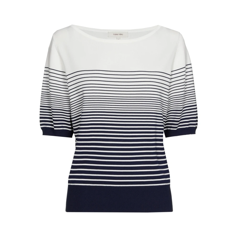 Marie Méro Blauw & Wit Gestreepte Korte Mouw Pullover Multicolor Dames