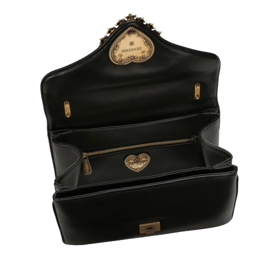 Dolce & Gabbana Nappa Plonge Leren Devotion Tas Black Dames