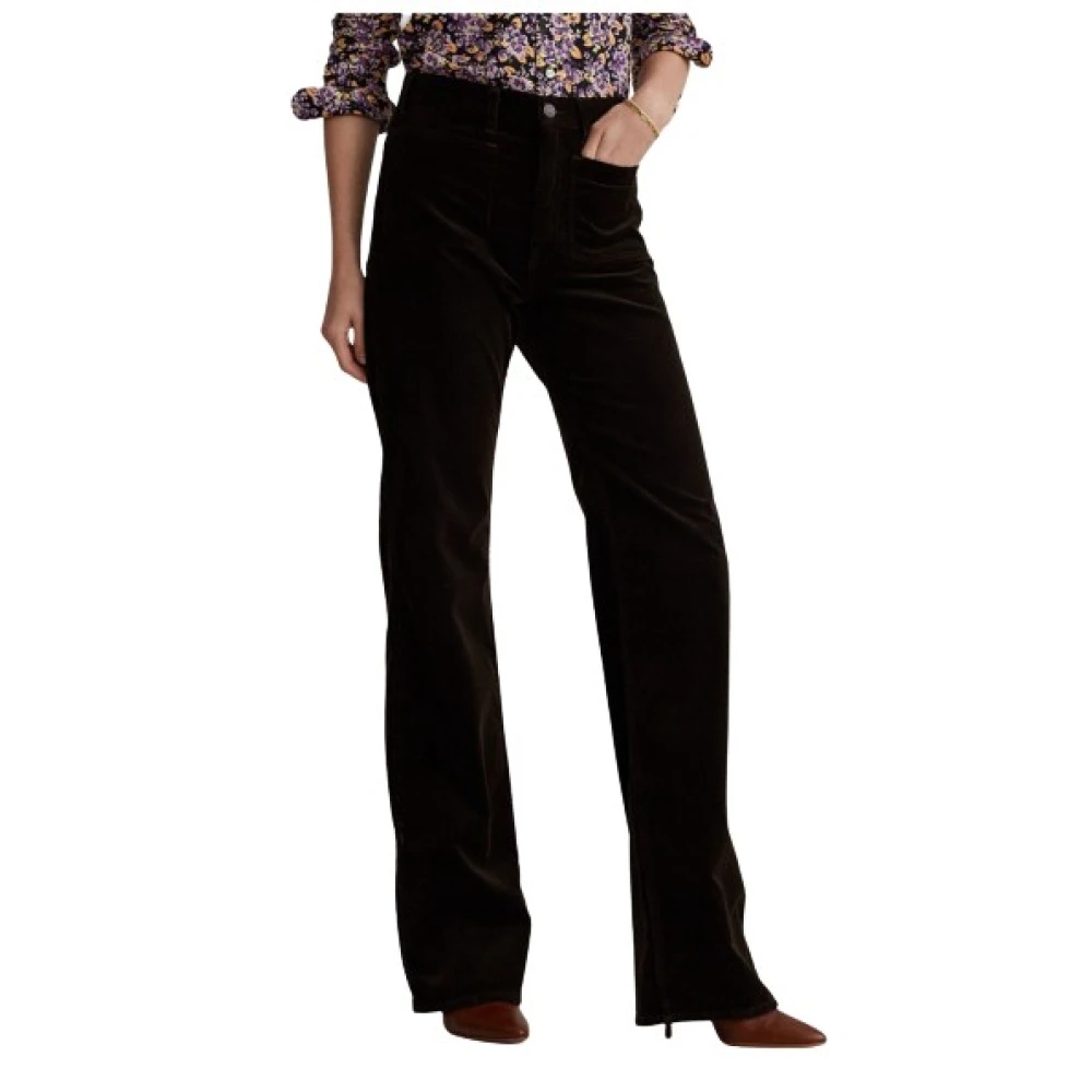 Polo Ralph Lauren Bruine Corduroy Flare Broek Jenn Stijl Brown Dames