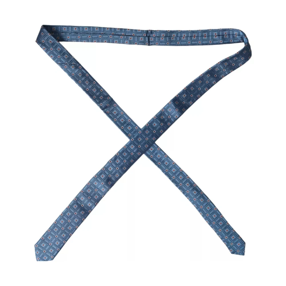 Dolce & Gabbana Blauw patroon zijden verstelbare herenstropdas Blue Heren