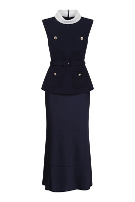 robe-bleue-en-boucle-et-satin-avec-poches