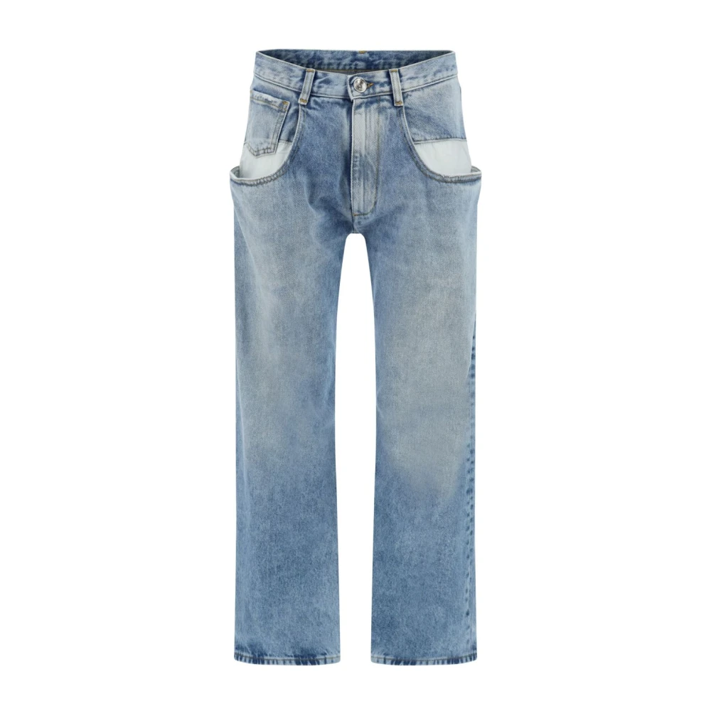 Maison Margiela , Straight Fit Jeans, Female, Blue, 2XS, Straight Jeans With Contrasted Pockets