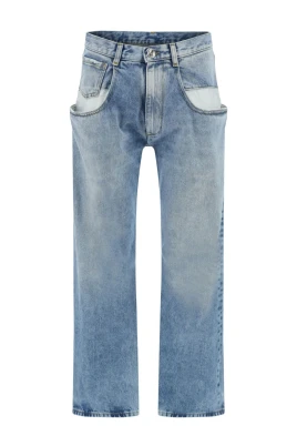 Straight Jeans Med Kontrasterande Fickor