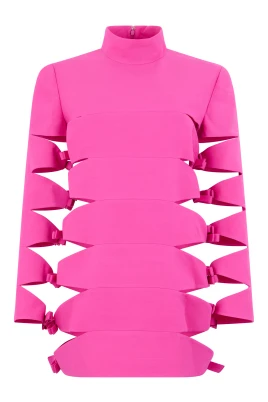 Fuchsia Mini Klänning med Cut-Out Detaljer