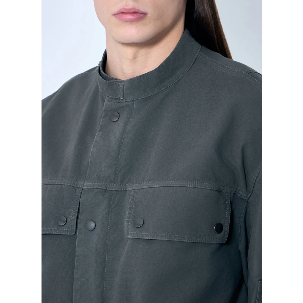 Dries Van Noten Jas met paneelconstructie en opa kraag Gray Heren