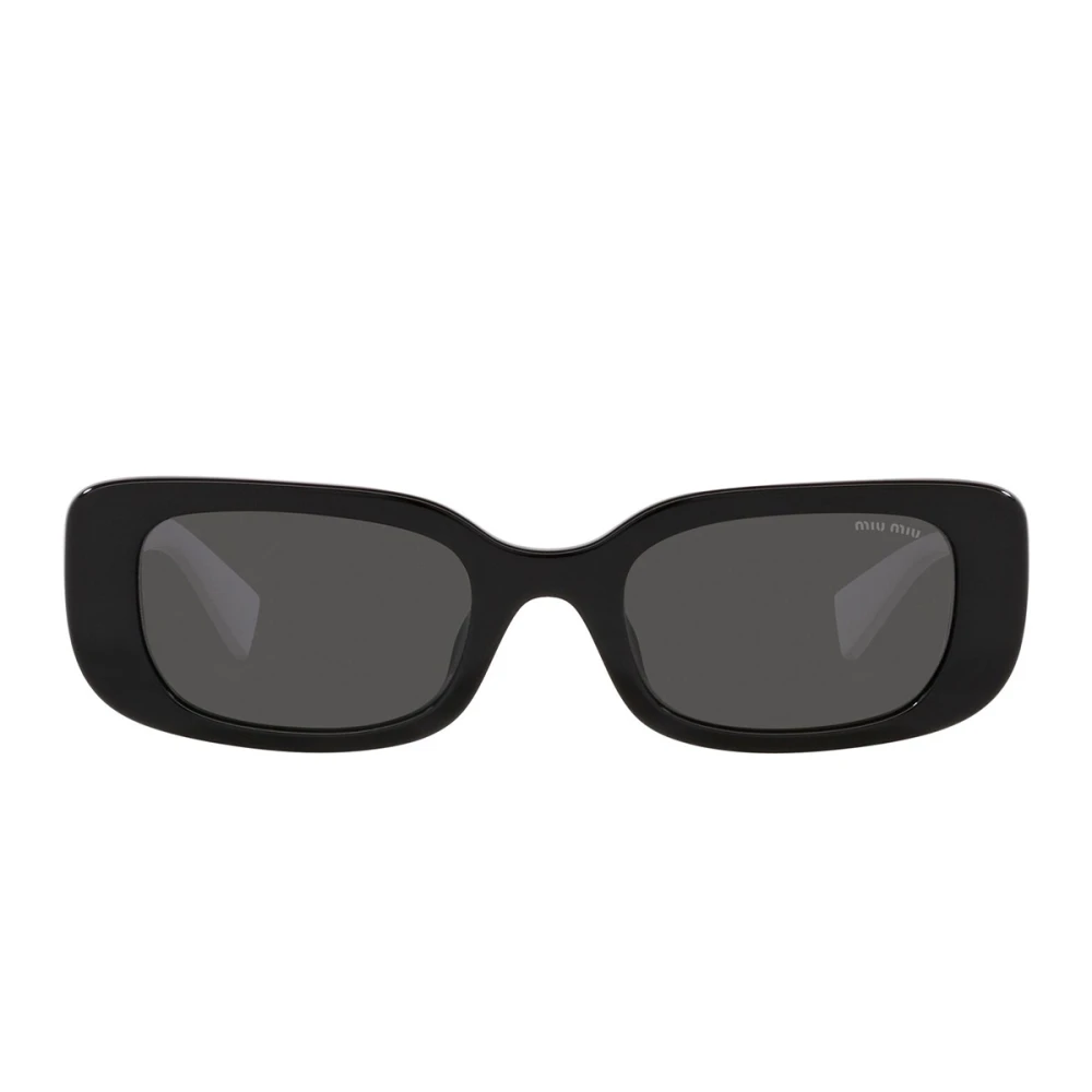 Miu Miu Trendiga Rektangulära Solglasögon med Mörkgråa Linser Black, Dam