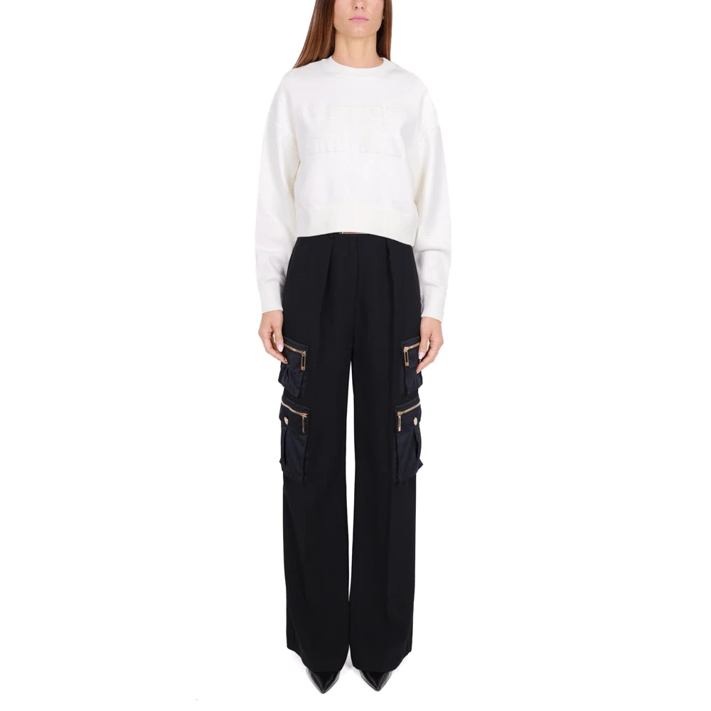Elisabetta Franchi Zwarte Palazzo Broek met Cargo Zakken Black Dames