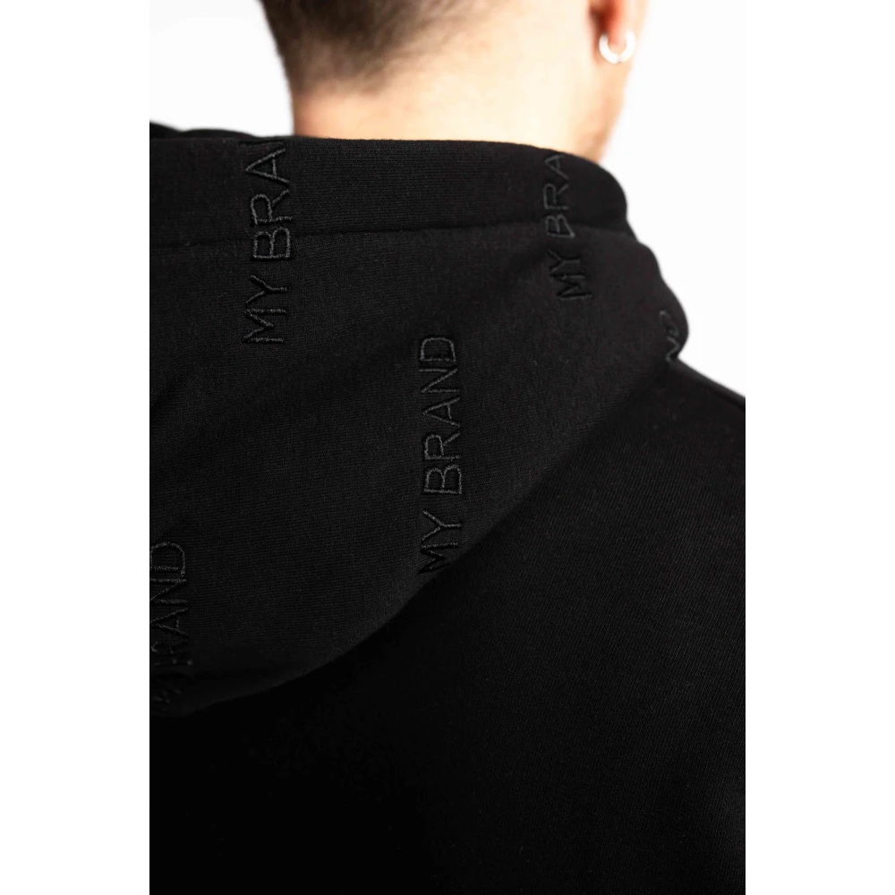 My Brand Zwarte geborduurde rits hoodie Black Heren
