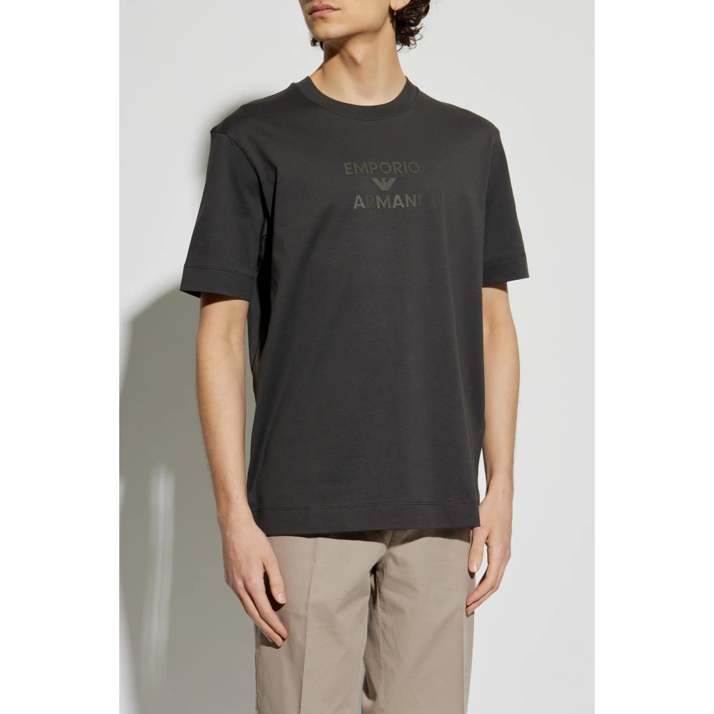 Emporio Armani T-shirt met bedrukt logo Gray Heren