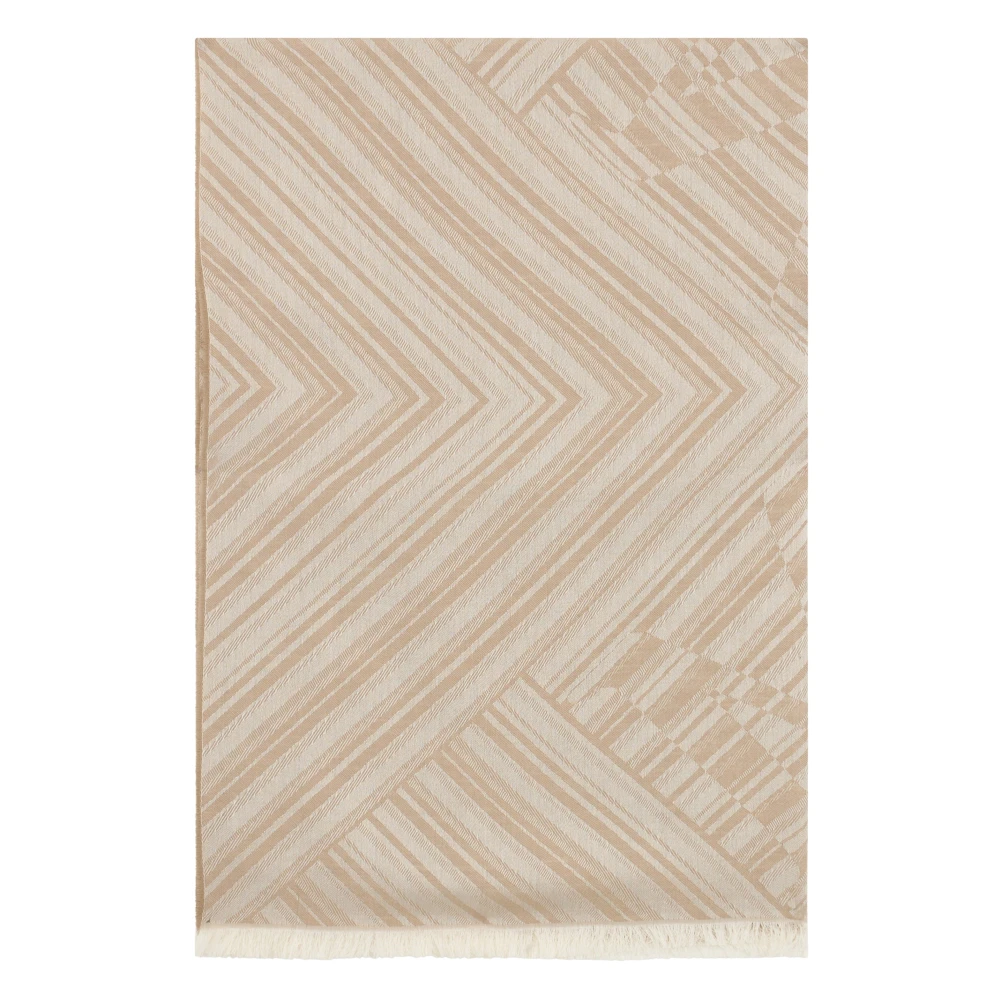 Max Mara Women's Beige Jacquard Wool And Silk Stole