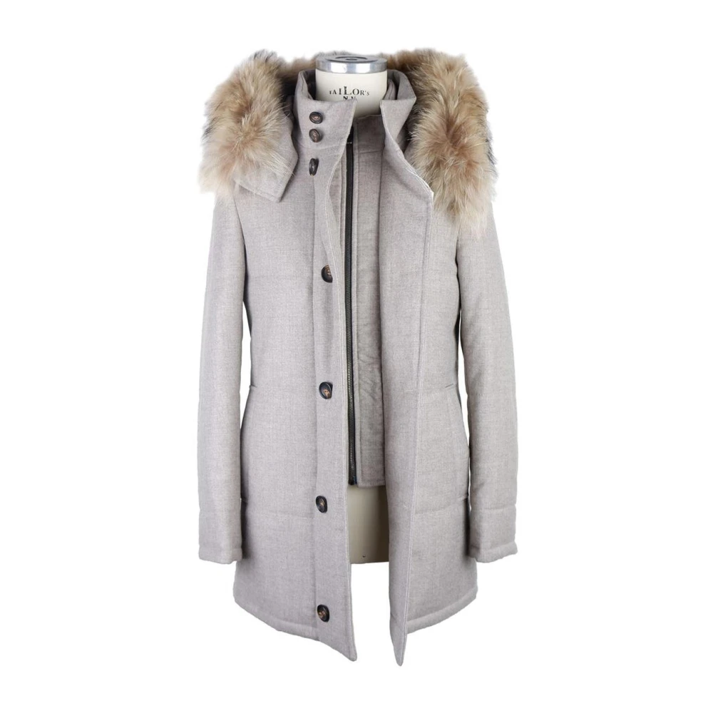 Made in Italia Grijze wollen capuchonjas Stijlvolle rits Gray Heren