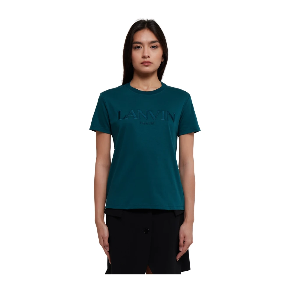 Lanvin Logo Katoenen T-Shirt Green Dames
