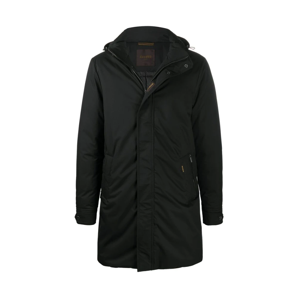 Moorer Zwarte Gewatteerde Donsjas Hooded Stijl Black Heren