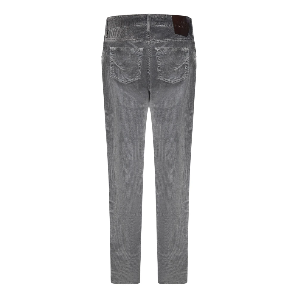 Hand Picked Staalgekleurde Corduroy Slim-Fit Broek Gray Heren