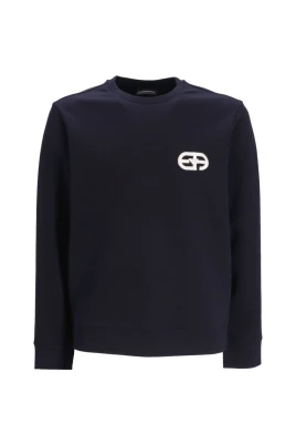 Midnight Blue Logo Patch Crew Neck Sweatshirt