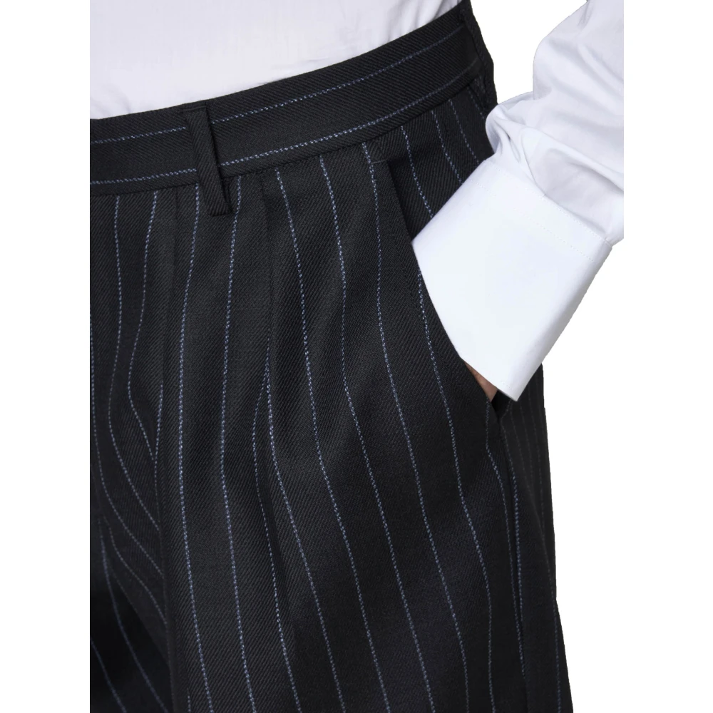 Dolce & Gabbana Pinstripe Wool Tapered Trousers Black Heren