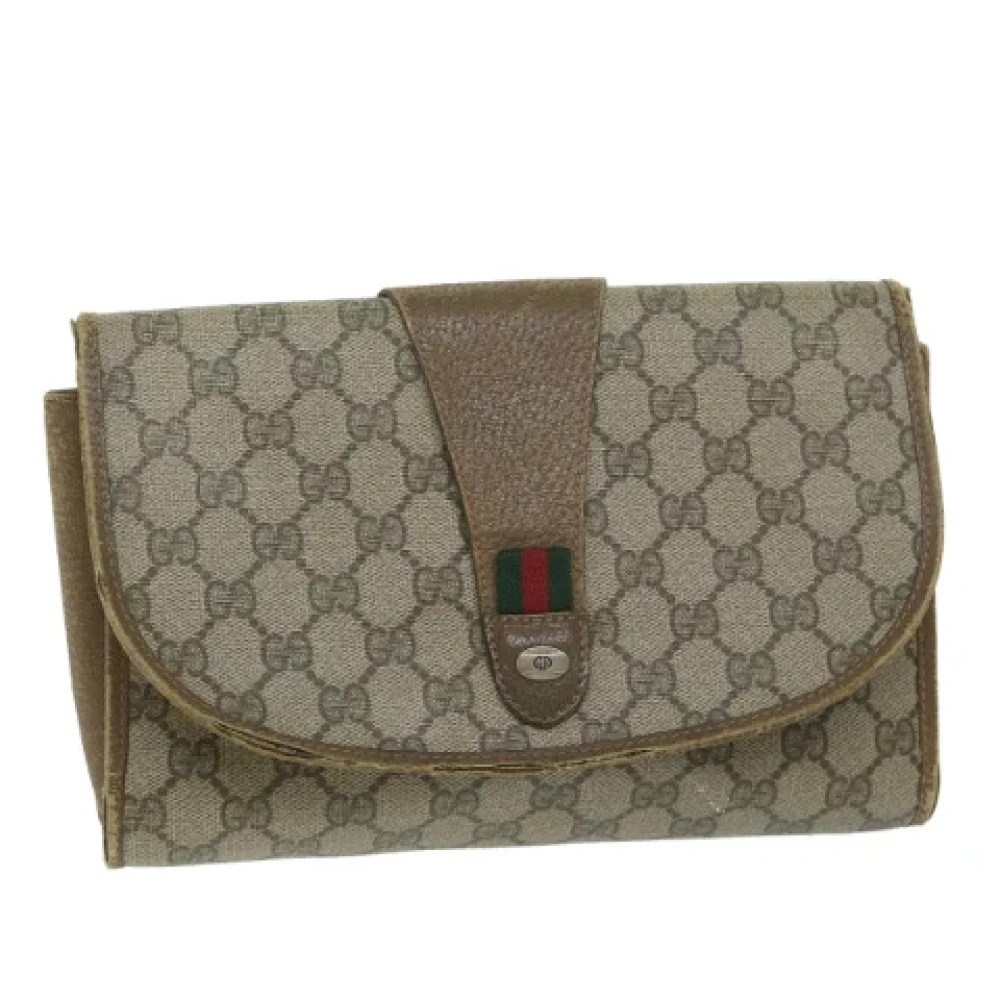 Gucci Vintage Pre-owned Leather clutches Beige Dames