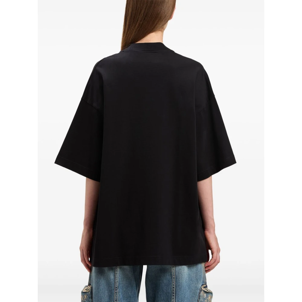 Palm Angels Zwart Logo Print Crew Neck T-shirts Black Dames
