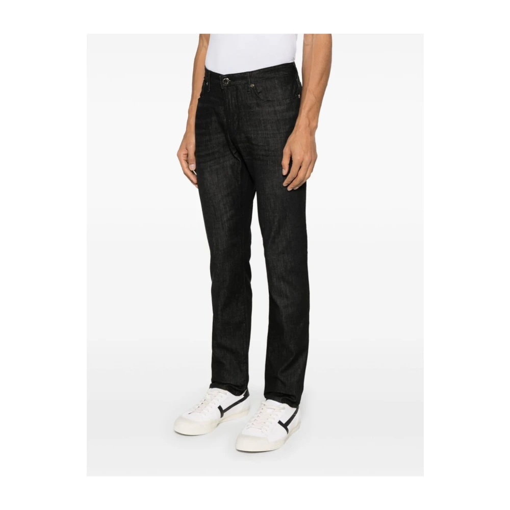 Emporio Armani Blauwe Jeans met Zwarte Details Blue Heren