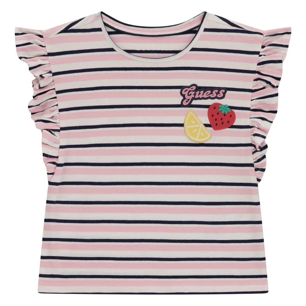 Guess Girls Multicolor Kids Short Sleeve T-Shirts, 5 Y, Striped Strawberry T-Shirt