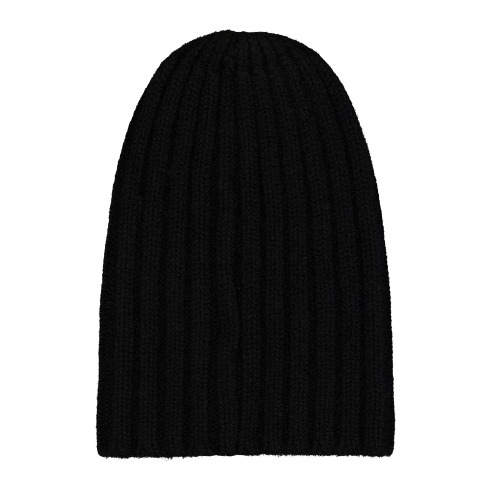 Laneus Alpacka Ribbstickad Beanie Mössa Black, Unisex