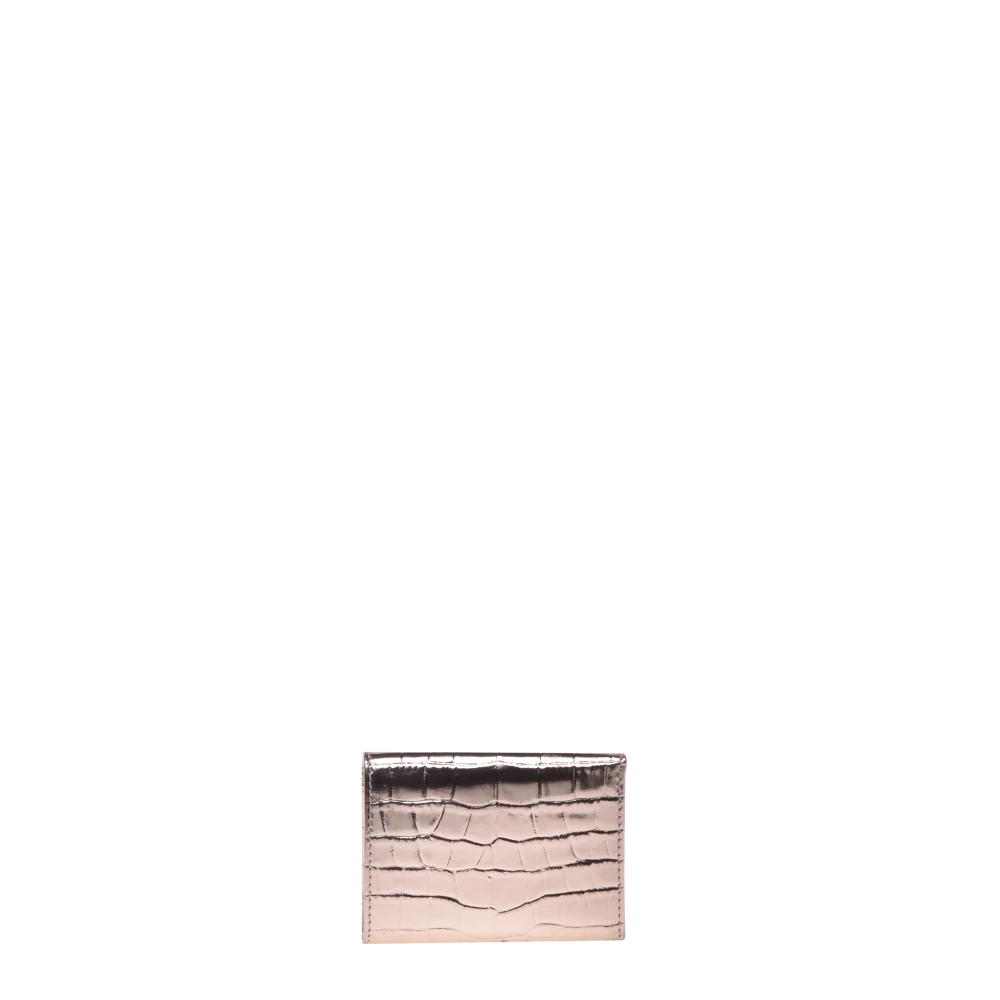 Baldinini Portemonnee van goud gelamineerd leer met krokodillenprint Pink Dames