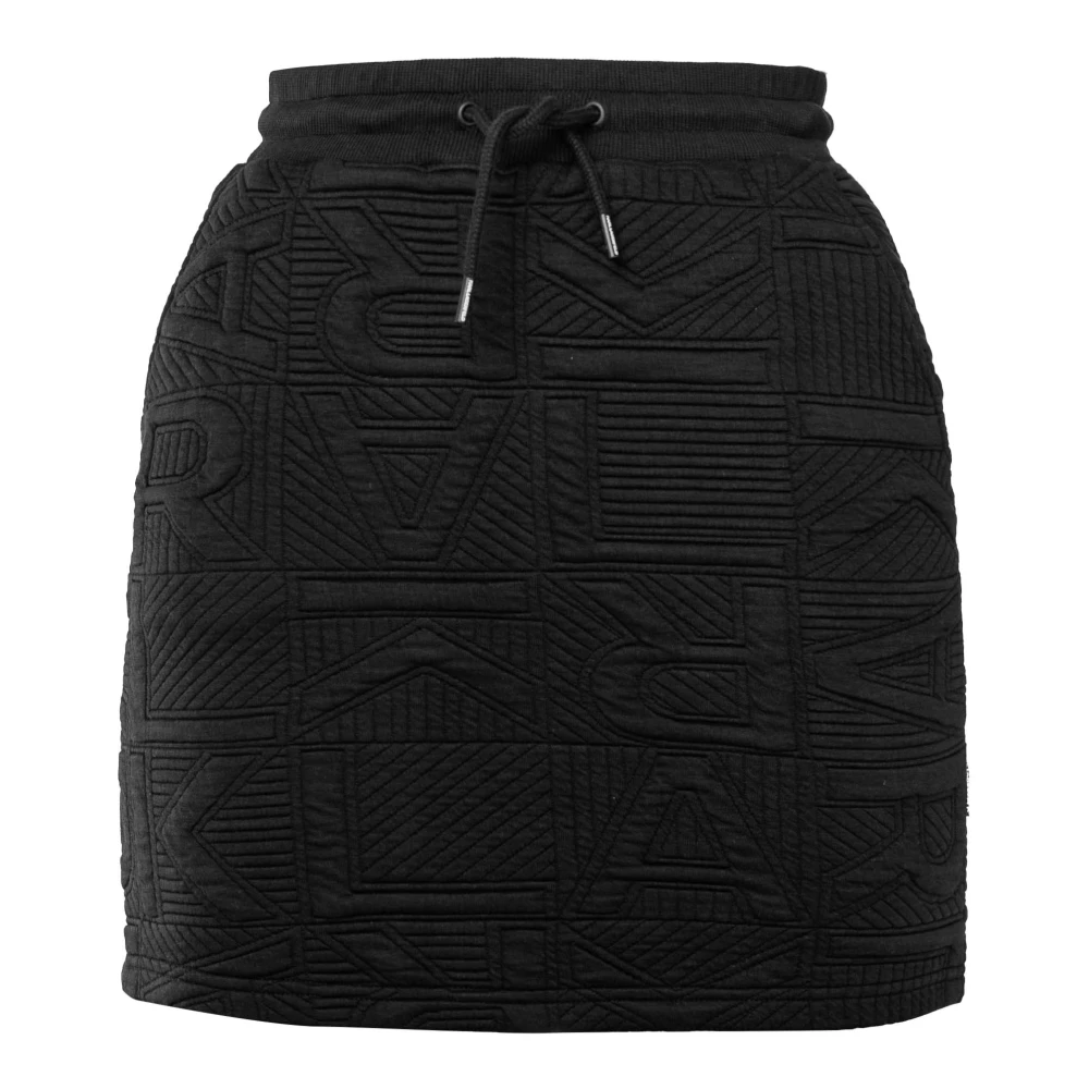 Karl Lagerfeld Logo-geborduurde elastische tailleband minirok Black Dames