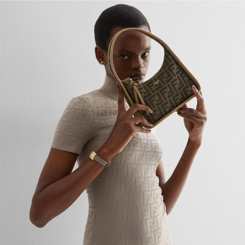 Fendi Bruine Leren Schoudertas Brown Dames