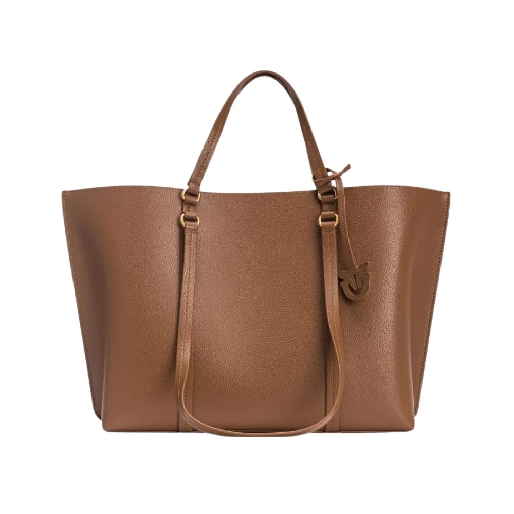 pinko Bruine leren shopper tas met bedel Brown Dames