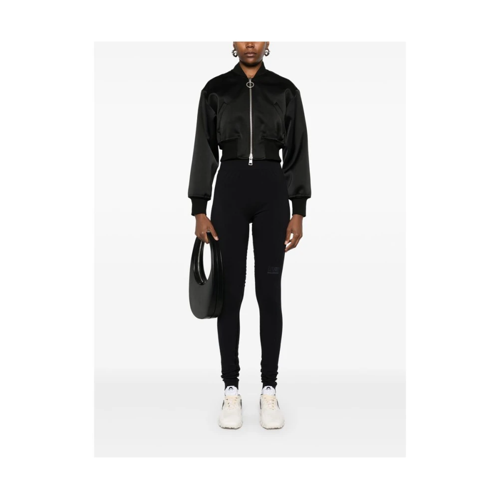 MM6 Maison Margiela Zwarte Gebreide Paneel Hoge Taille Leggings Black Dames