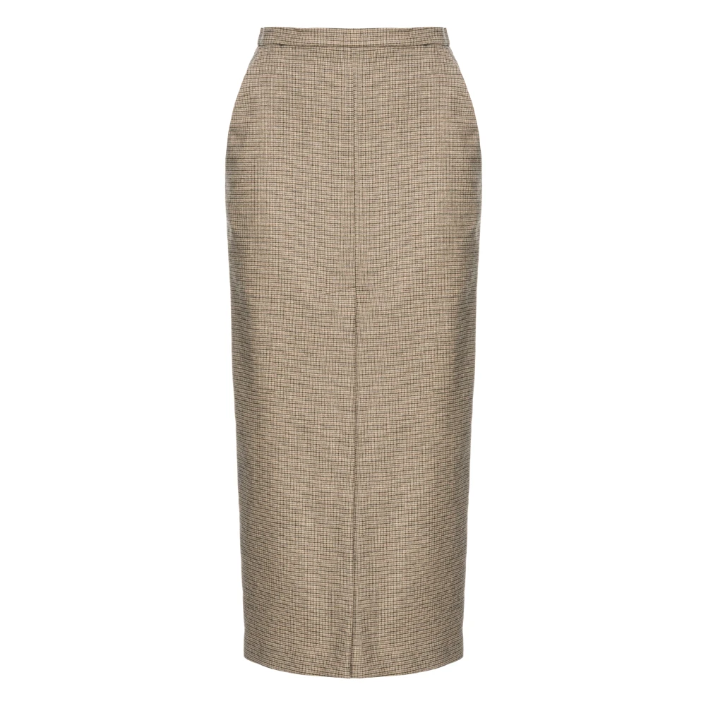 Pinko Taupe Pencil Rok Rits Hoge Taille Brown Dames