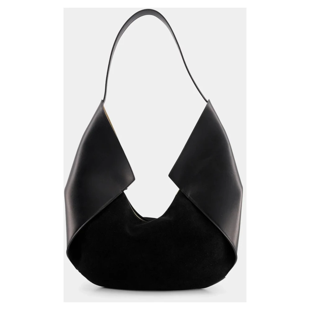Ree Projects Zwarte Mini Schoudertas van Zacht Leer en Suède Black Dames