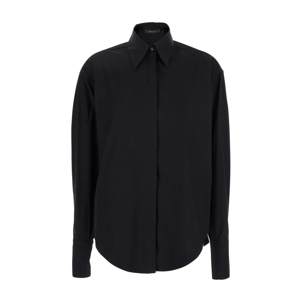 Federica Tosi Zwarte blouse met puntkraag Black Dames