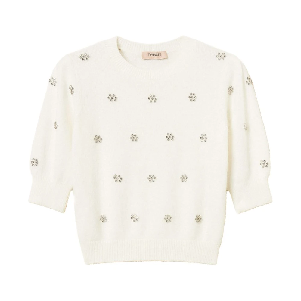 Twinset Women's White Maglie Jumper - Round-Neck Knitwear - Xs - Knitwear