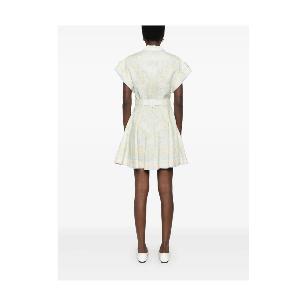 Zimmermann Groene Linnen Grafische Print Jurk Green Dames