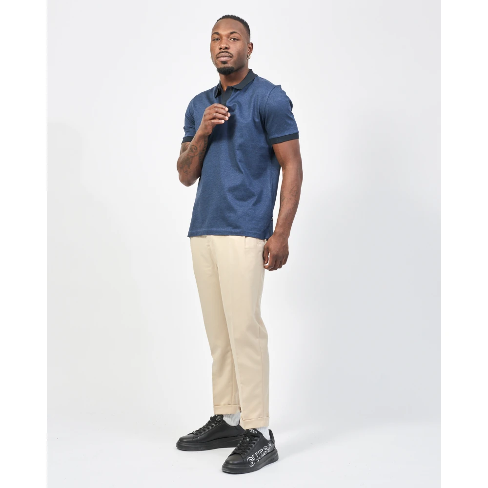 Hugo Boss Blauwe Polo met Driekleurig Patroon Blue Heren