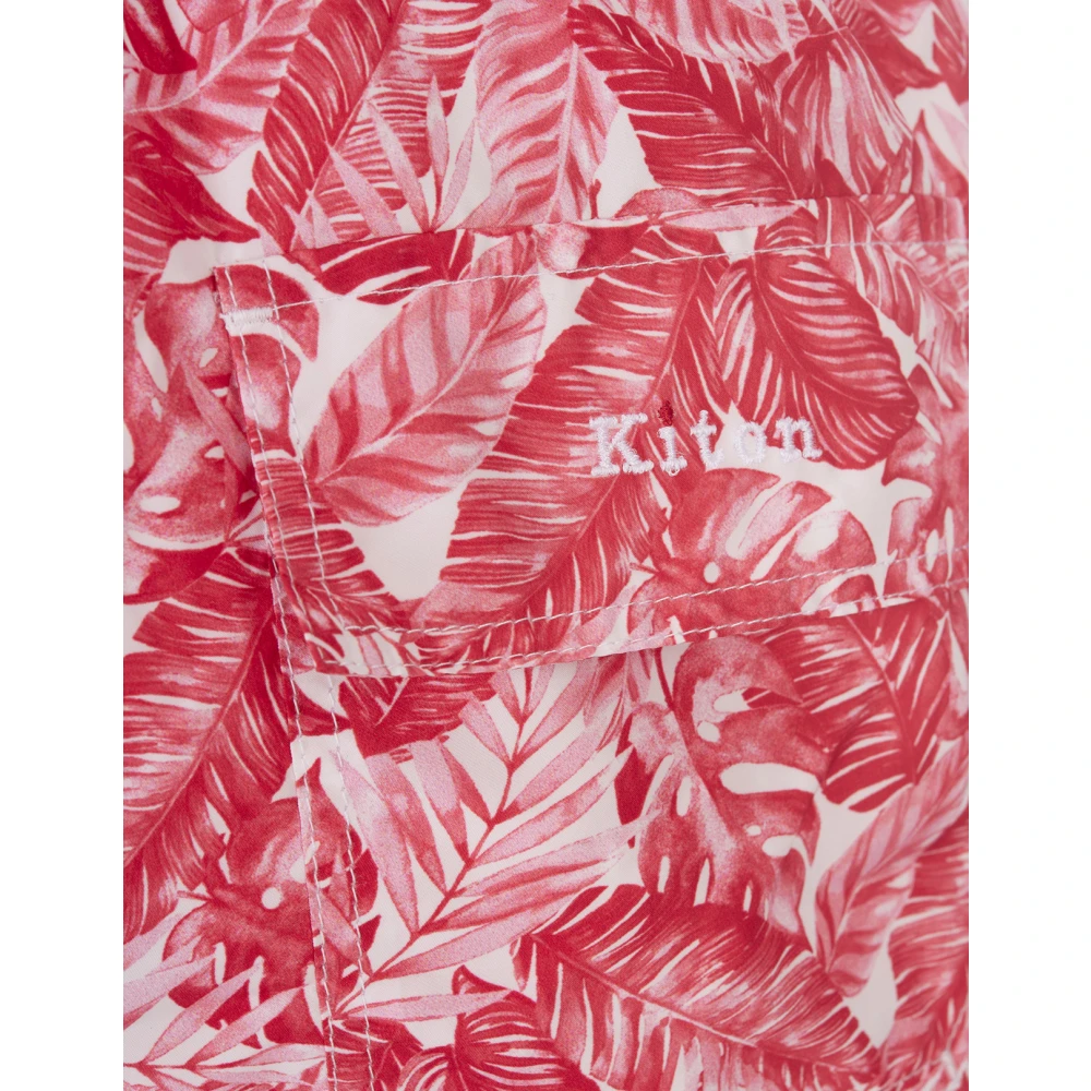 Kiton Strandshorts met roze bladerprint Pink Heren