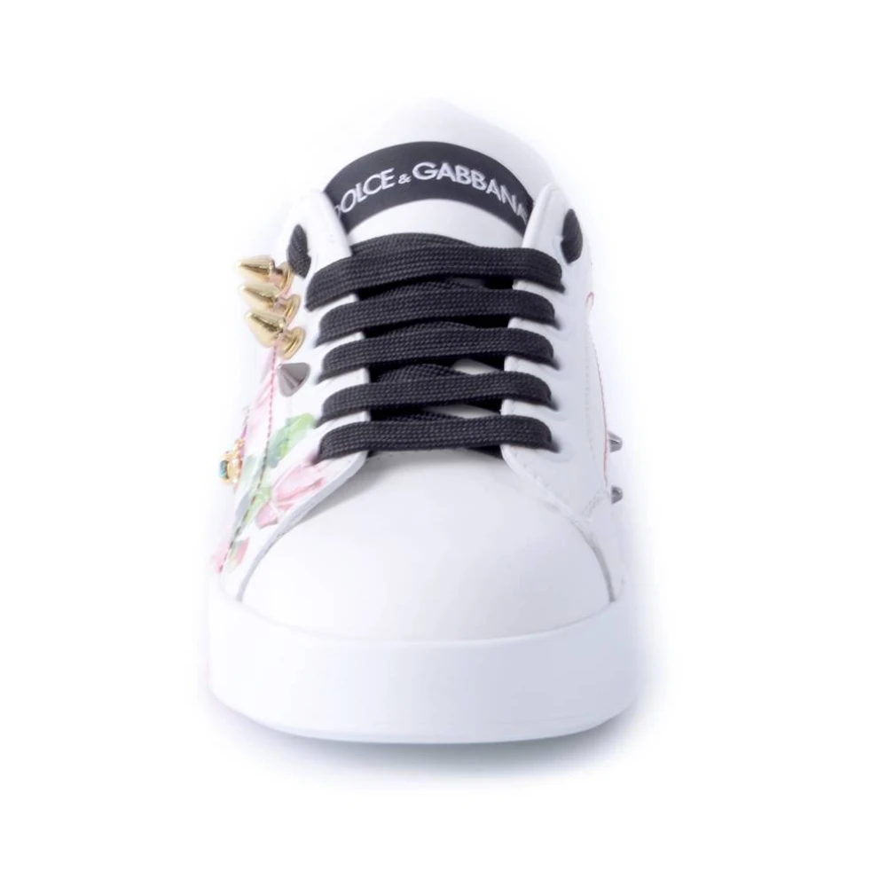 Dolce & Gabbana Portofino Sneakers voor Dames met Applicaties White Dames