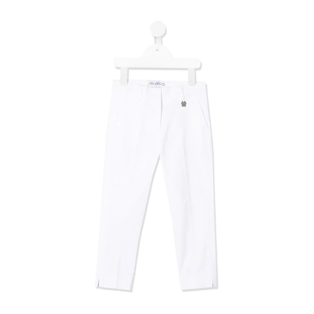 Simonetta White Trousers, Female, 10 Y, Cotton-Blend Trousers