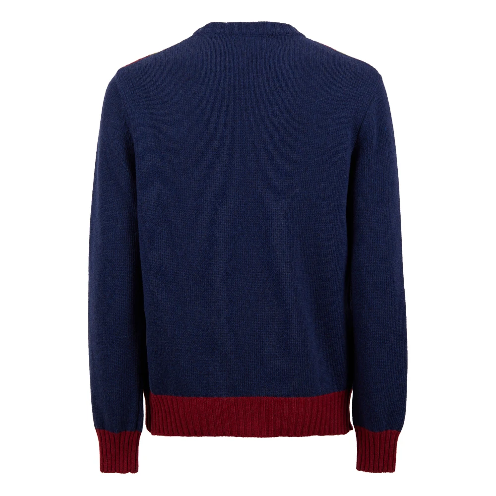 Gallo Blauwe heren ronde hals met concentrisch vierkant motief Multicolor Heren