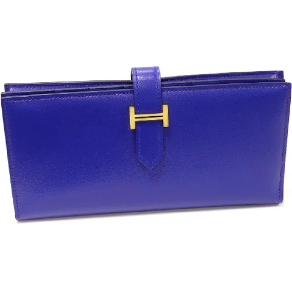 Hermès Vintage Pre-owned Leather wallets Blue Dames